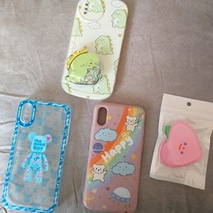 Iphone X/S Bears, Dinosaur cases with pop sockets 1 each